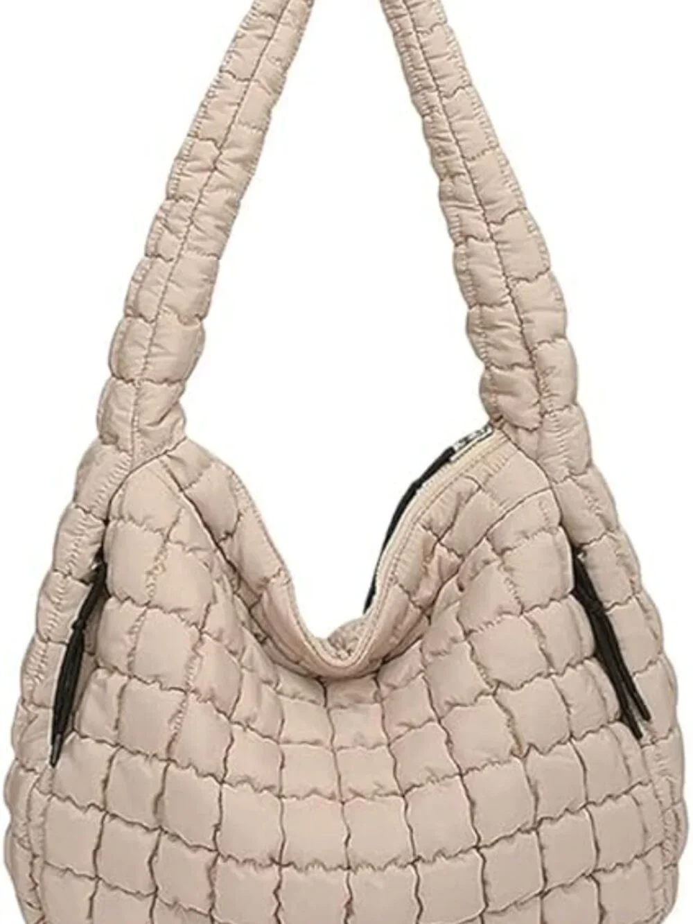 Quilted Puffer Hobo Bag, Large Nylon Crossbody Shoulder Tote, Lightweight Puffy